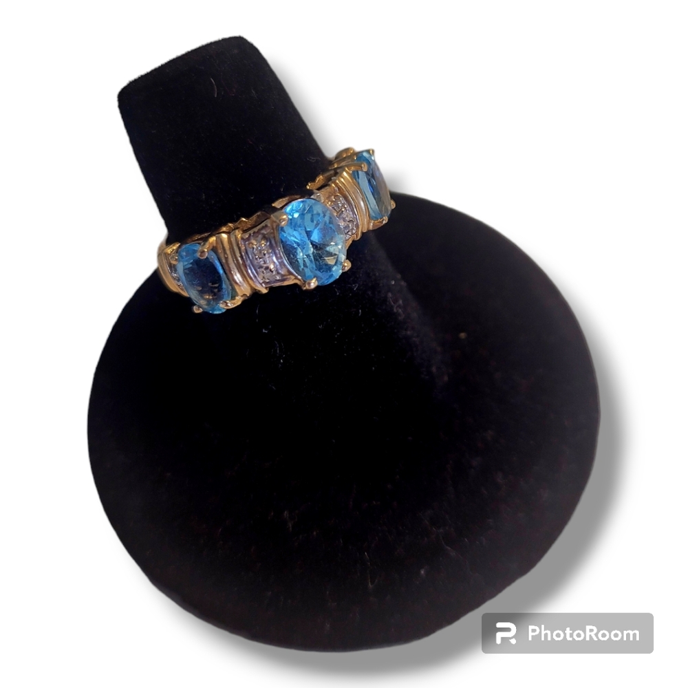 Blue Glass Stone Cocktail Ring